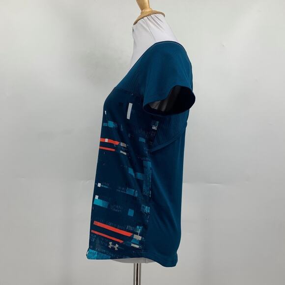 Under Armour Shirt Women XS Extra Small HeatGear Open Back Printed Panel Wicking - Picture 3 of 10